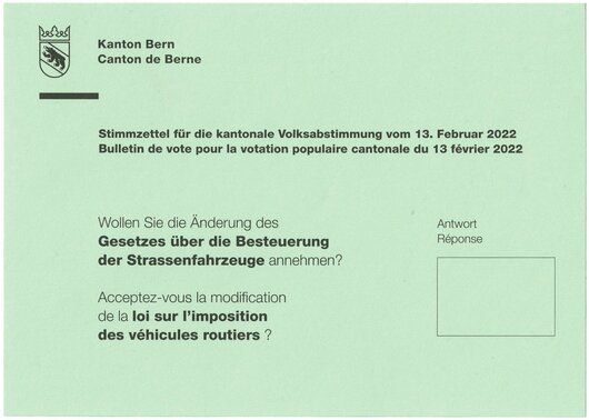 Stimmzettel Bern, Vorderseite
